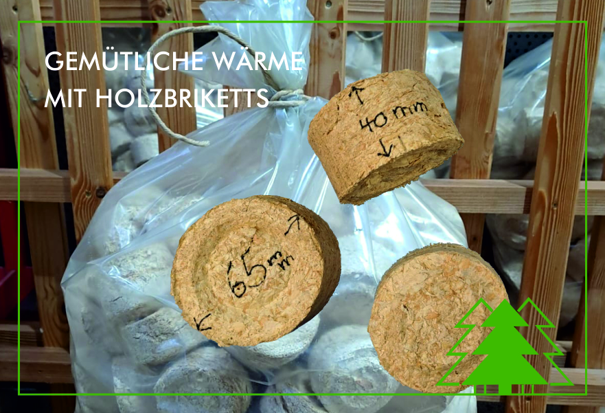 Holzbriketts aus eigener Produktion in Lückenmühle