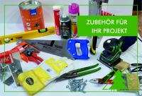 Sägen, Farben und andere Artikel zum Bauen